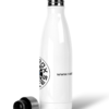 Premium stainless steel water bottle featuring Rustbox Rallies NC500 logo and website address, side view